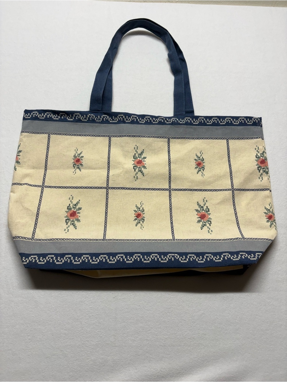 SEZANE x BAZISZT Blue
Cream & Pink Classic Floral Printed Large Canvas Tote Bag - Picture 2 of 8
